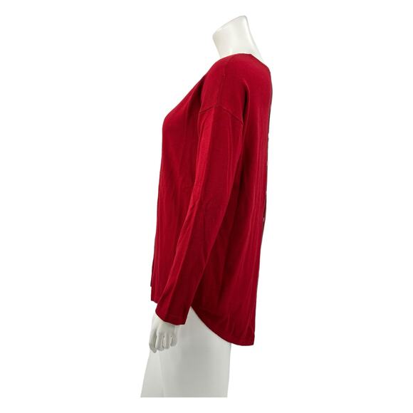 Soft Surroundings Sweater Womens Small Red Trieste Button Back Holiday Office - Picture 4 of 7